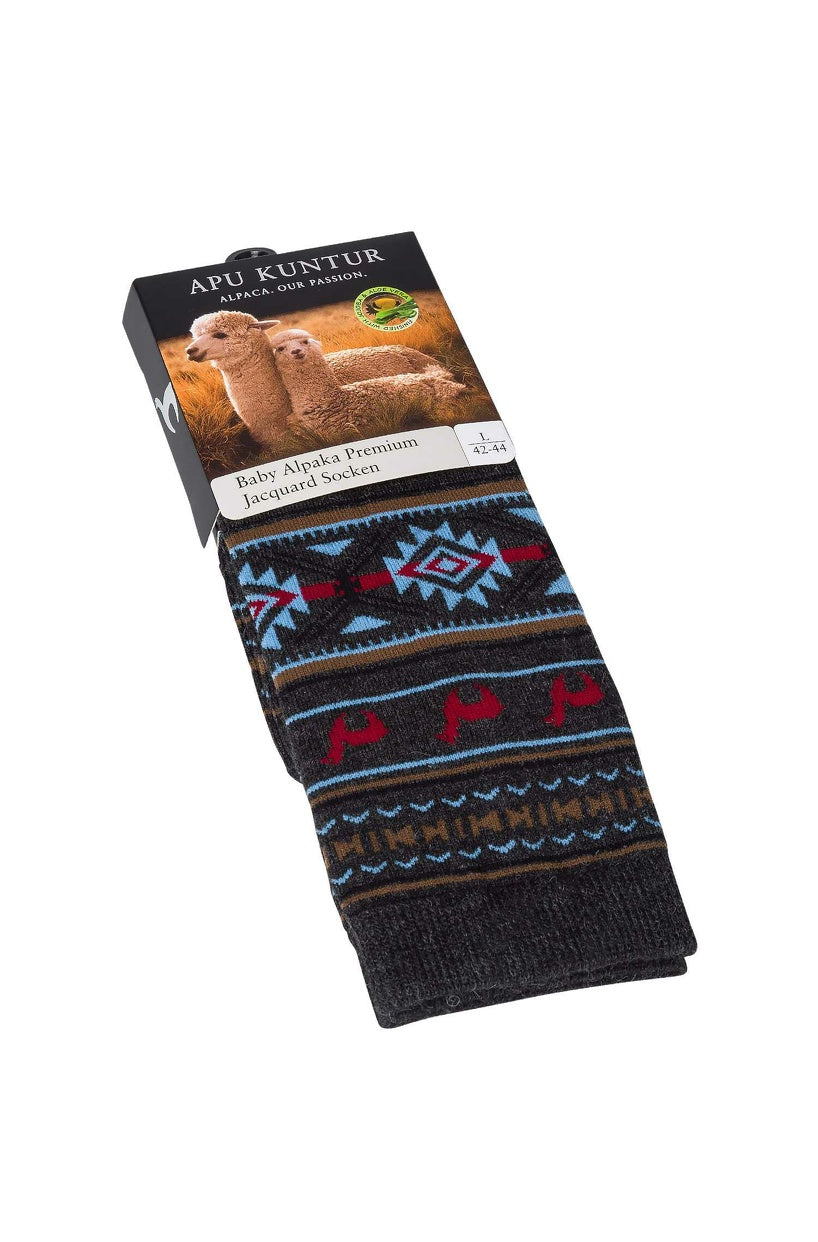 Apu Kuntur - Alpaka Jacquard Socken - Alpaka-Mix