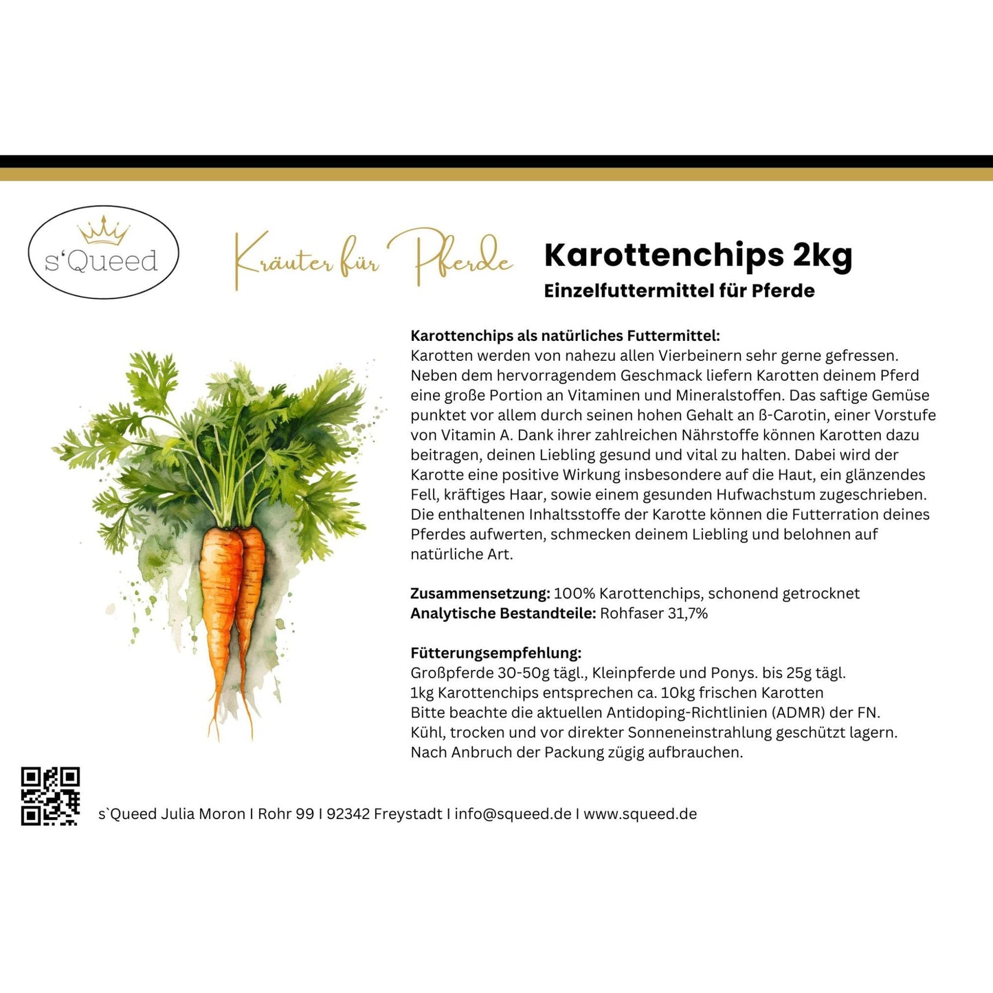 Karottenchips Pferd, getrocknete Karotten für Pferde