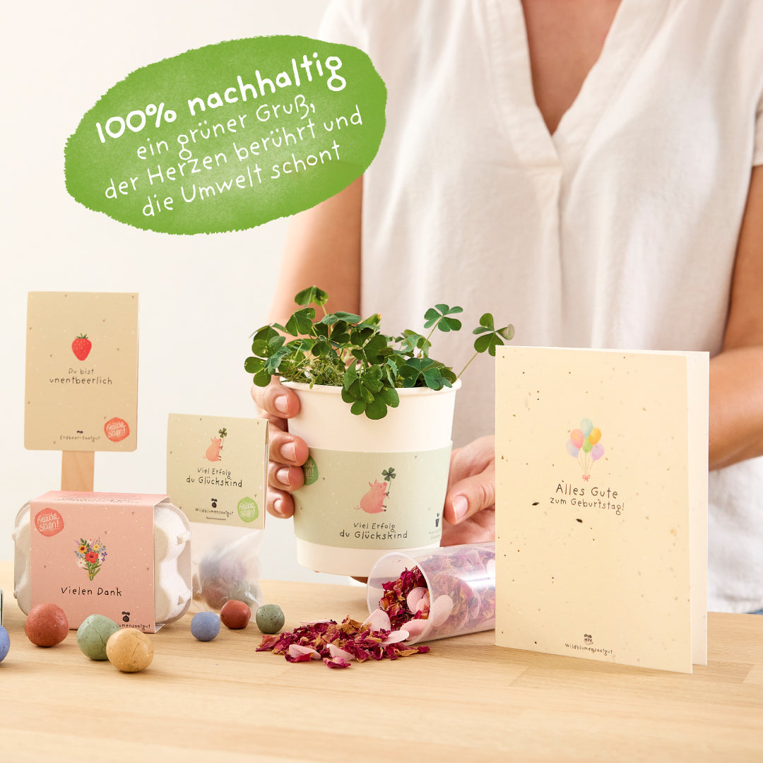 Grußkarte - Hat die Blume einen Knick, war die Hummel wohl zu dick