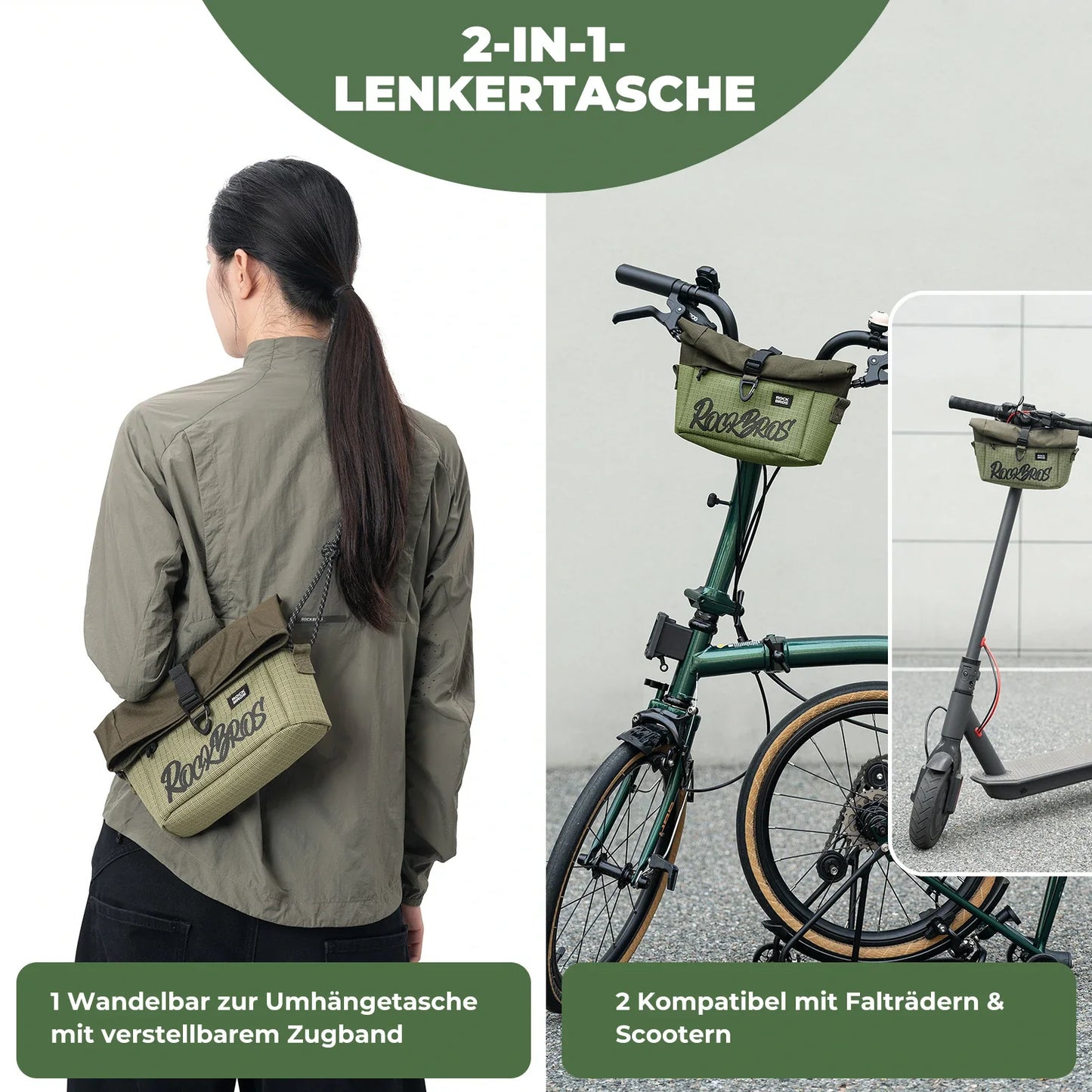 Lenkertasche für Flatrad und Brompton 1,8-2,7 L