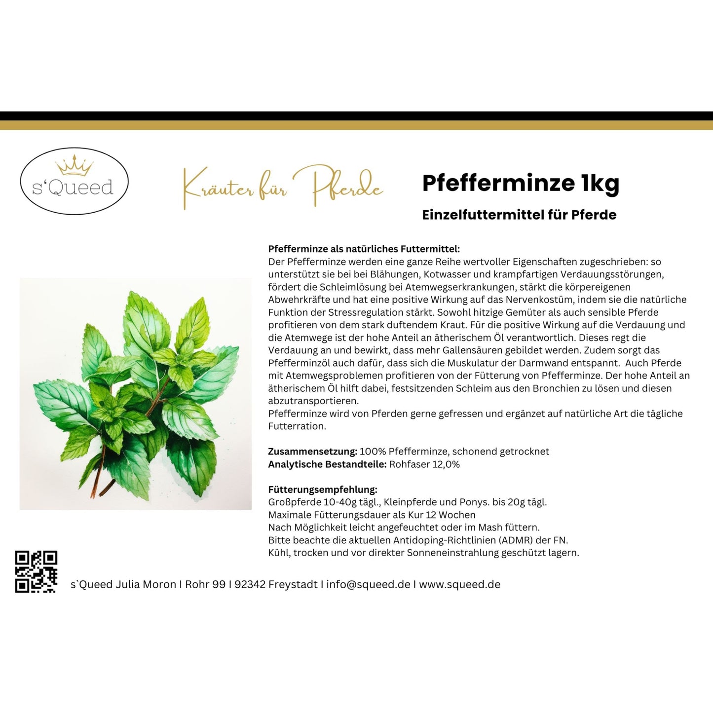 Pfefferminze Pferd - Hustenkräuter, Darmkräuter und Nervenkräuter für Pferde