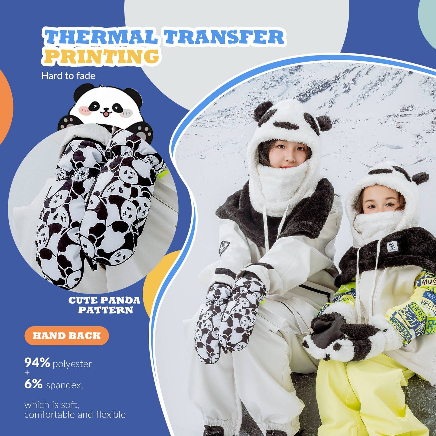 Qunature Kinder Handschuhe Winddicht Wasserdicht Warm für Schnee und Ski