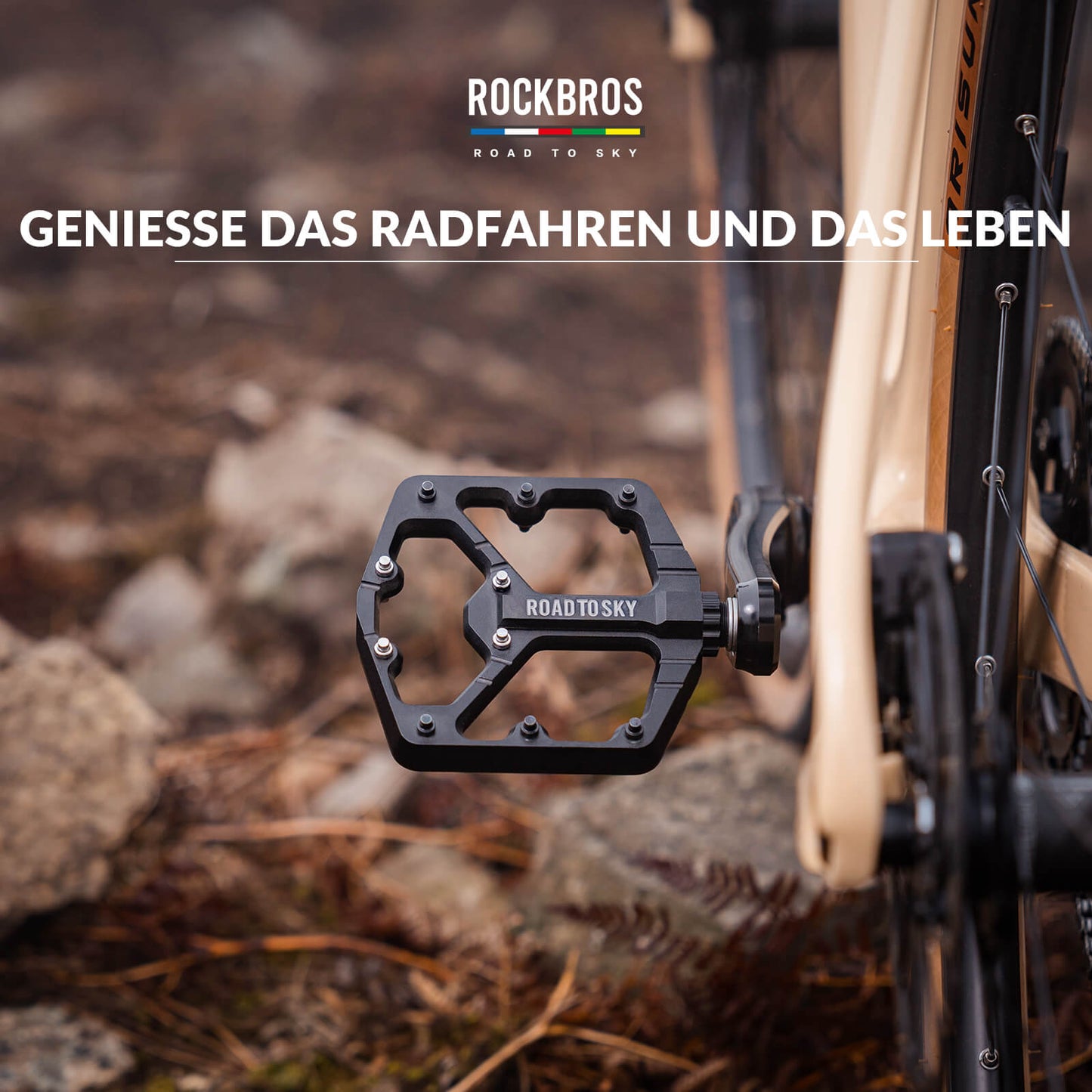 ROAD TO SKY Platform Fahrradpedale 9/16 Zoll Rutschfest Wasserdicht