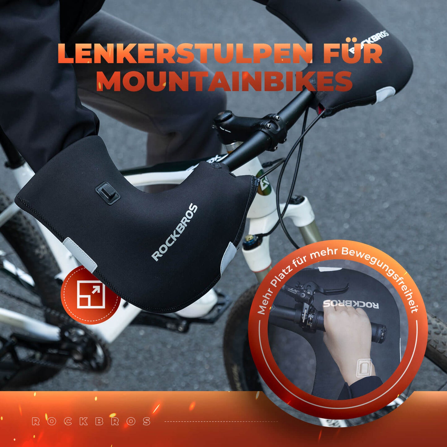 ROCKBROS Beheizte Wasserabweisend Fahrrad Lenkerstulpen - Wiederaufladbar