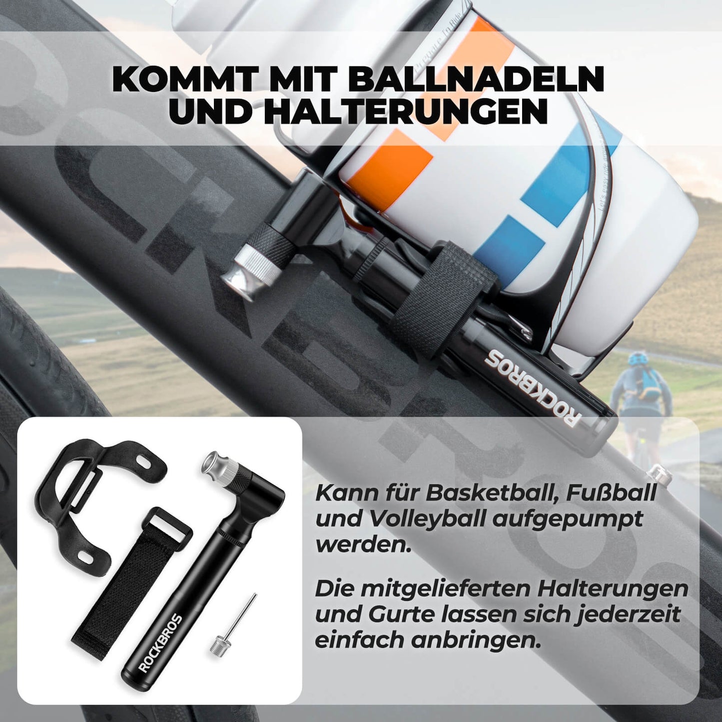 Fahrradpumpe 130PSI Tragbar mit Halterung Presta & Schrader Ventile