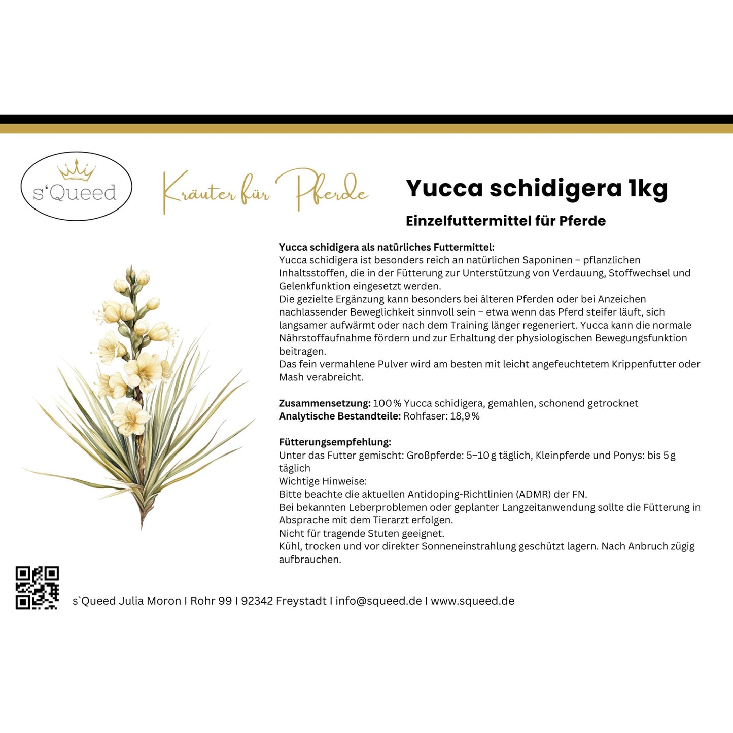 Yucca schidigera Pferd - Pulver für Gelenke, Verdauung und Stoffwechsel