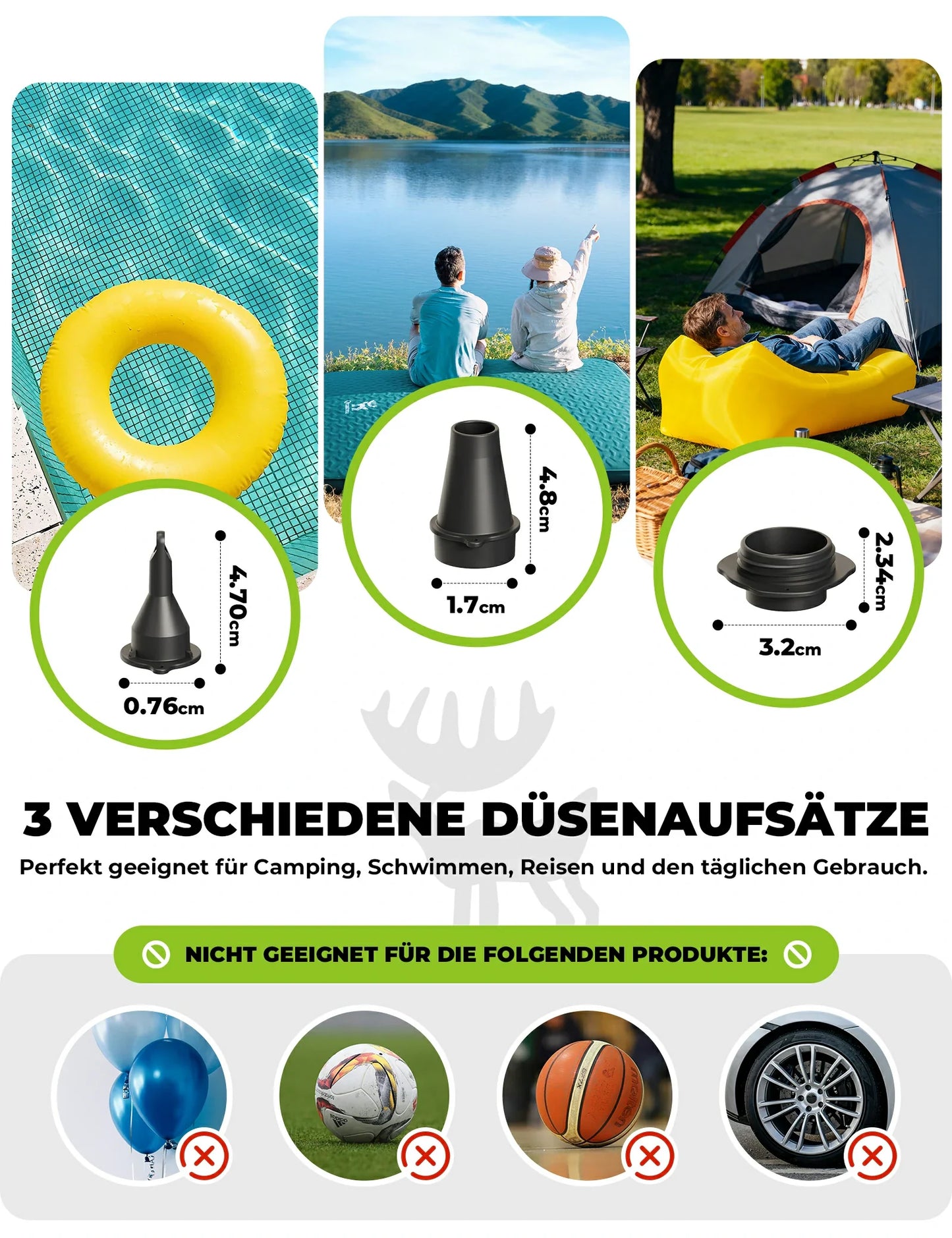 Qunature Elektrische Luftpumpe 2 in 1 Aufblasbar und Ablassen 2000 mAh Wiederaufladbar Akku