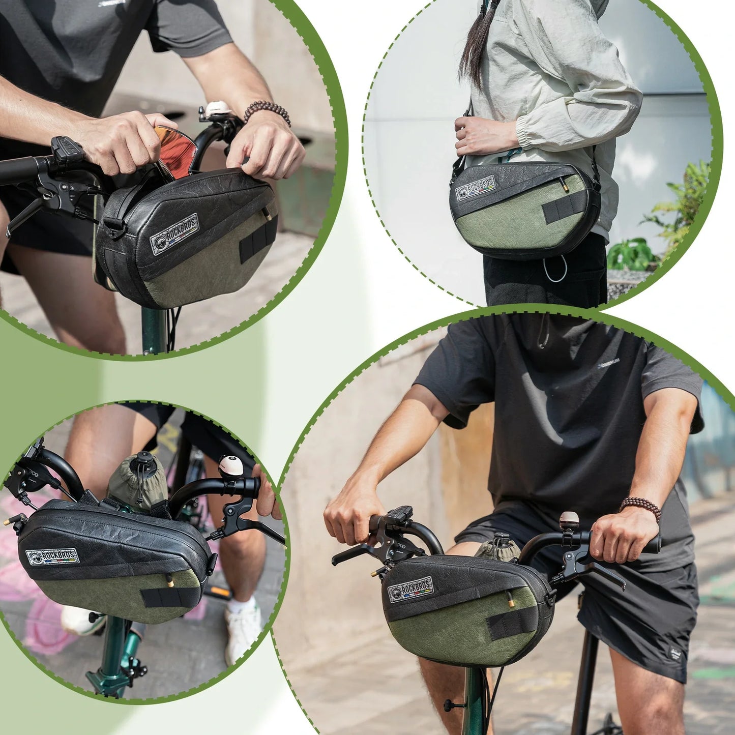 ROAD TO SKY Nachhaltige Fahrrad-Lenkertasche aus recycelten Reifen 2.5L