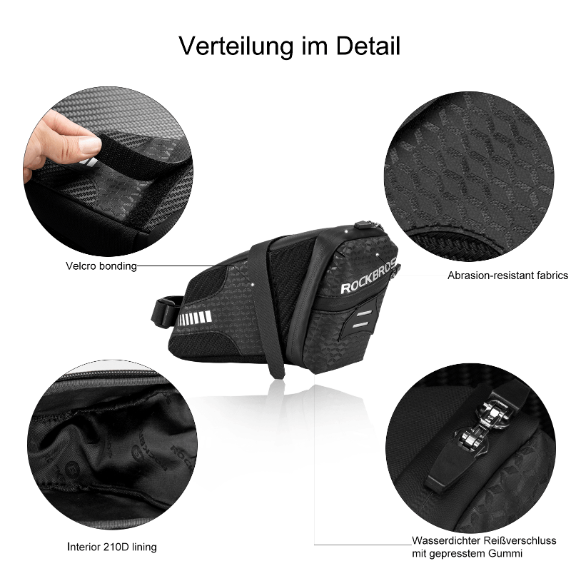 ROCKBROS Fahrrad Satteltasche mit 2 Zusätzliche Taschen 1,5L