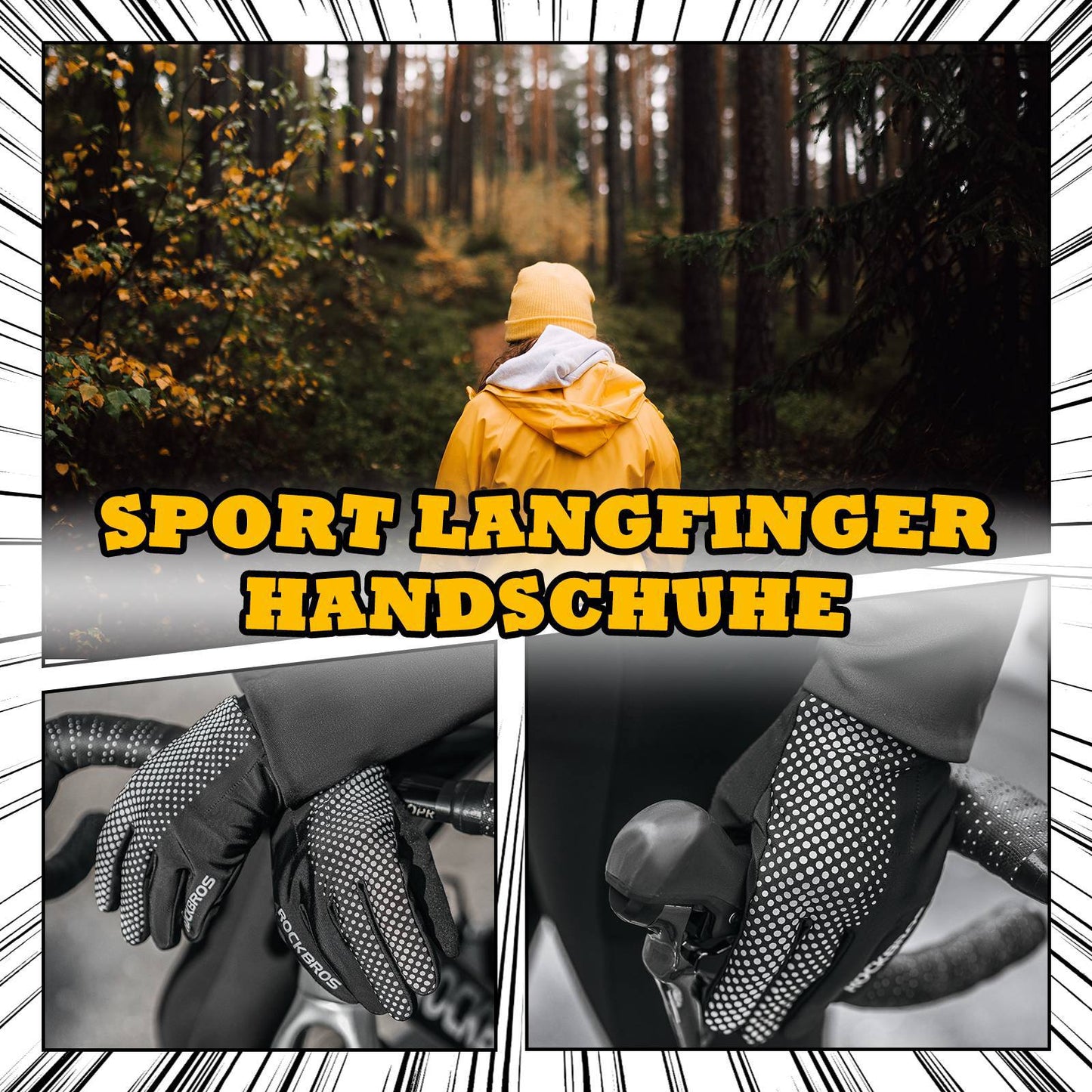 ROCKBROS Fahrradhandschuhe Touchscreen Radsport-Handschuhe Winddicht