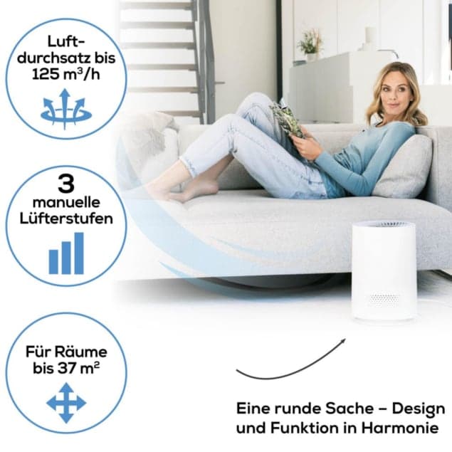 Luftreiniger mit HEPA 13 Filter für Räume bis 37 m² – LR 220