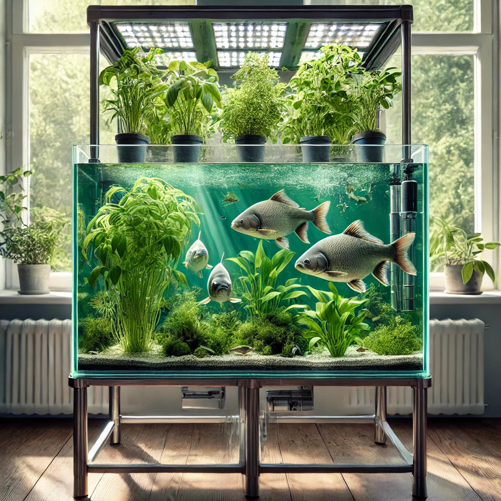 aquaponics prozirni akvarij s uzgojem i algama