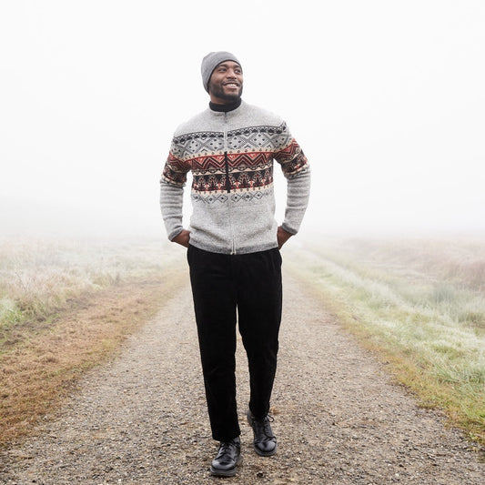 Apu Kuntur - Alpaka Strickjacke FIESTA – Herren-Jacke aus 100% Baby Alpaka