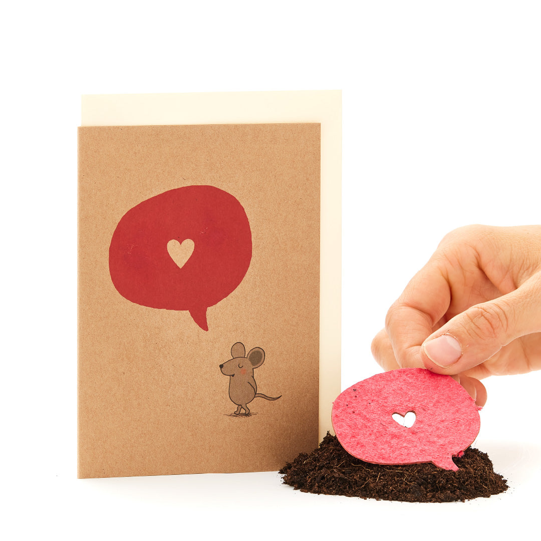 Grußkarte "Maus mit Herz"