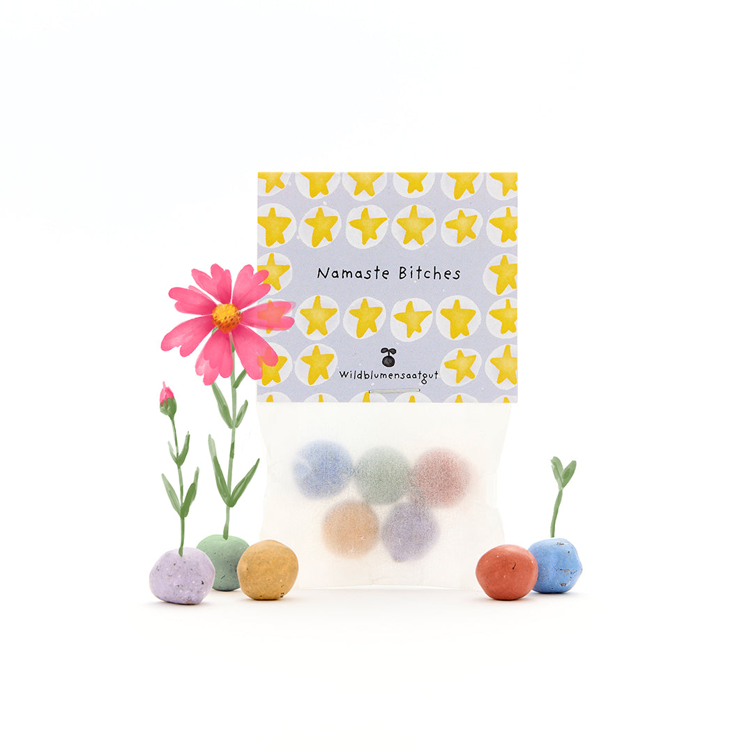 5 Blumenmurmeln im Tütchen "Namaste Bitches"