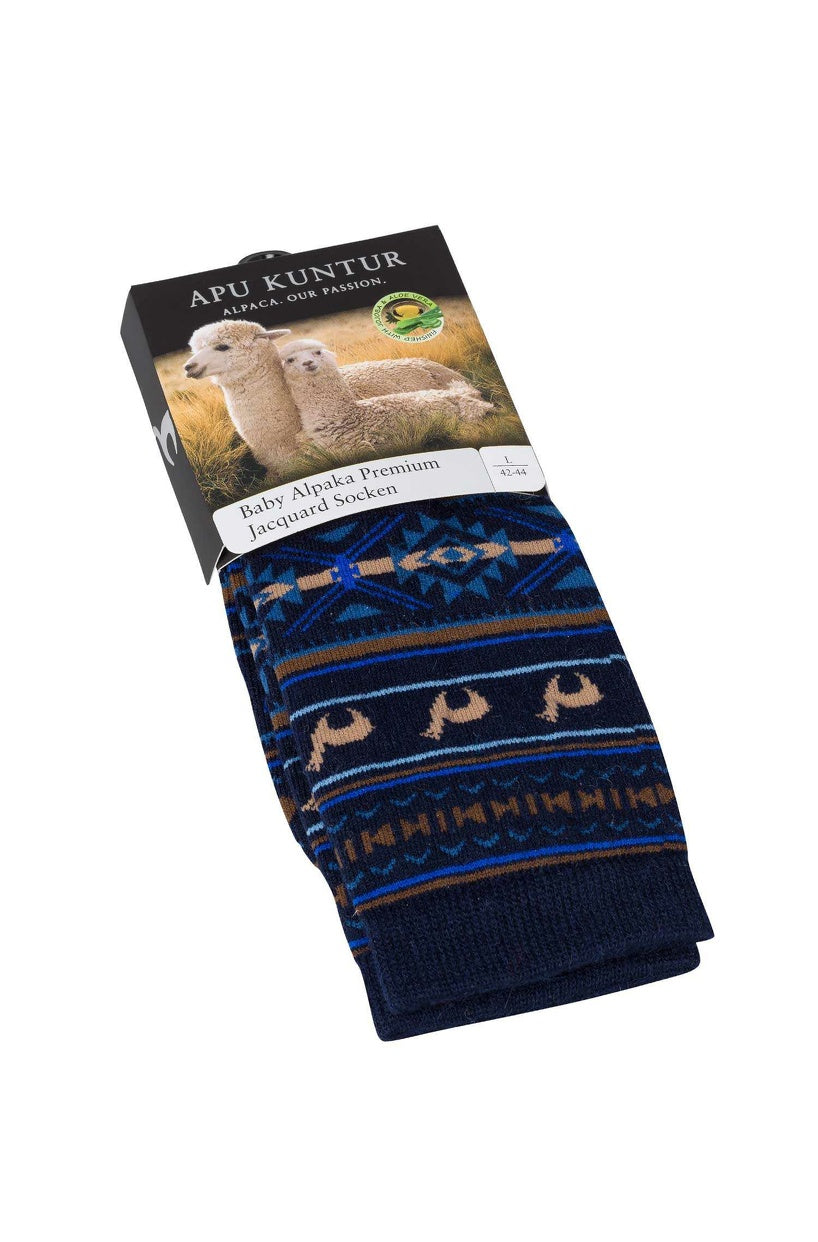 Apu Kuntur - Alpaka Jacquard Socken - Alpaka-Mix