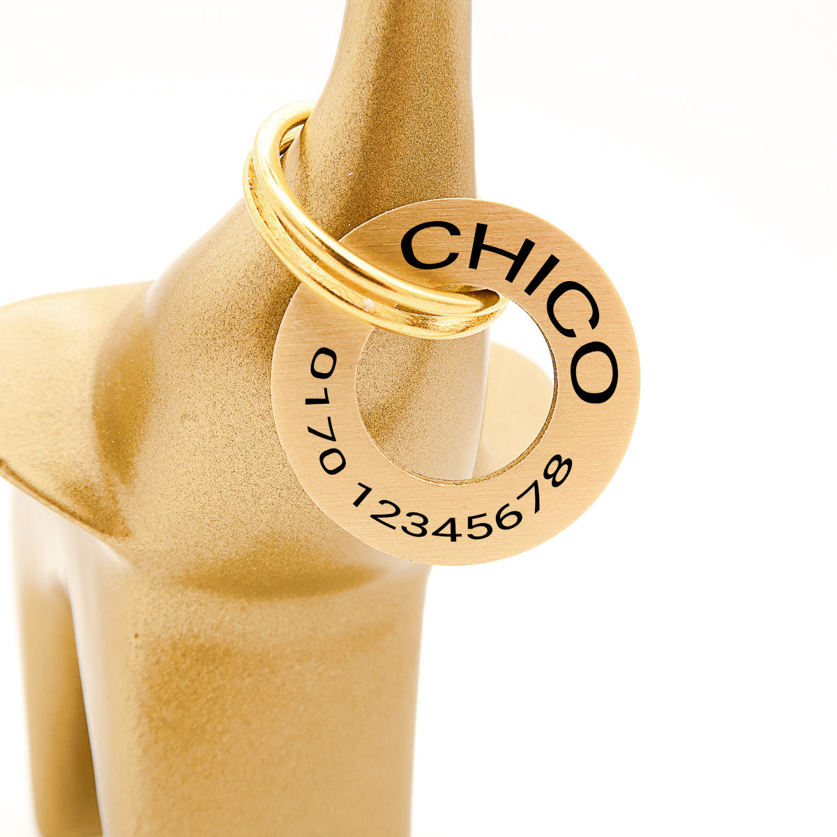 Ringförmige Hundemarke mit Gravur Messing gebürstet, 30 mm