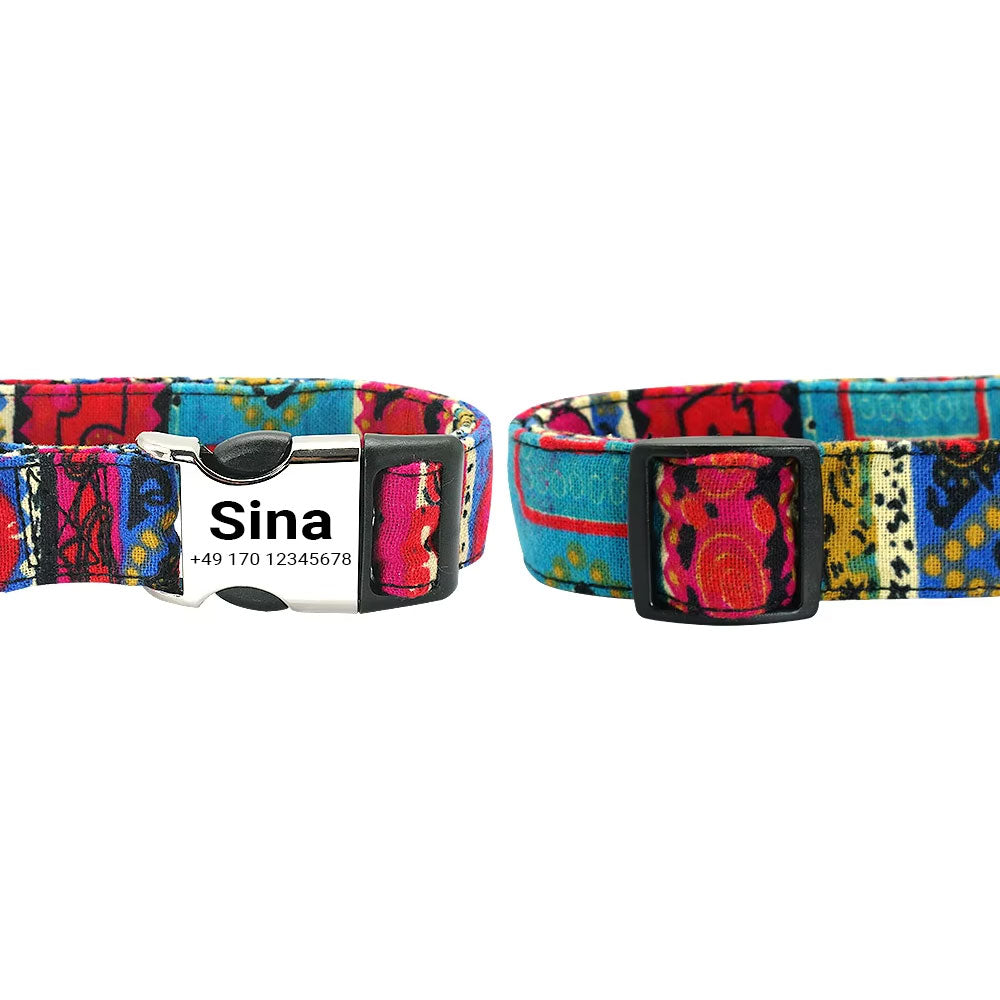 Hundehalsband „Sina“ – Personalisiert mit Namen & Nummer | Verstellbar, bunt & robustan