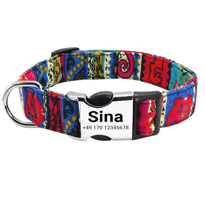 Hundehalsband „Sina“ – Personalisiert mit Namen & Nummer | Verstellbar, bunt & robustan