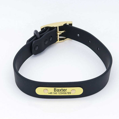 Wasserfestes Biothane Hundehalsband "Baxter" mit Gravur – Name & Telefonnummer – Outdoor – Grün oder Schwarz – S, M, L
