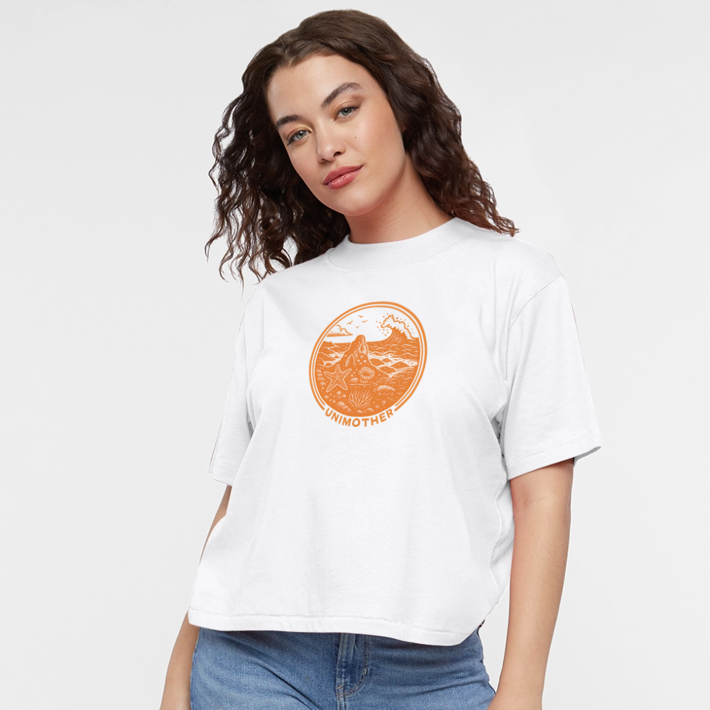 UNIMOTHER — Tide Pool & Surf Badge Women's Boxy Tee - white