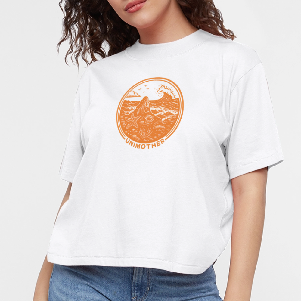UNIMOTHER — Tide Pool & Surf Badge Women's Boxy Tee - white