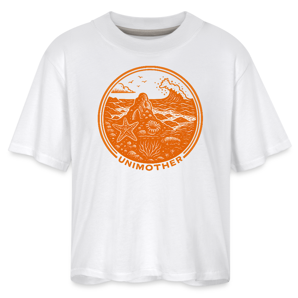 UNIMOTHER — Tide Pool & Surf Badge Women's Boxy Tee - white