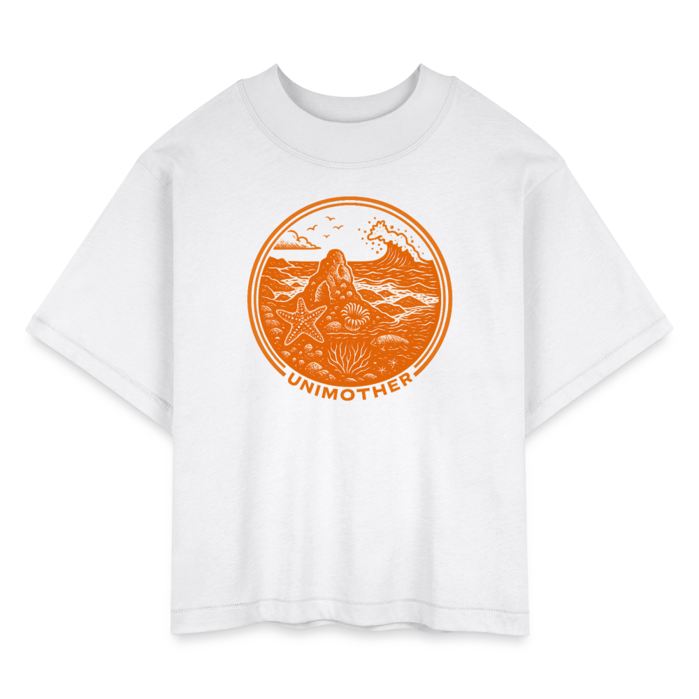 UNIMOTHER — Tide Pool & Surf Badge Women's Boxy Tee - white