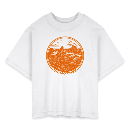 UNIMOTHER — Tide Pool & Surf Badge Women's Boxy Tee - white
