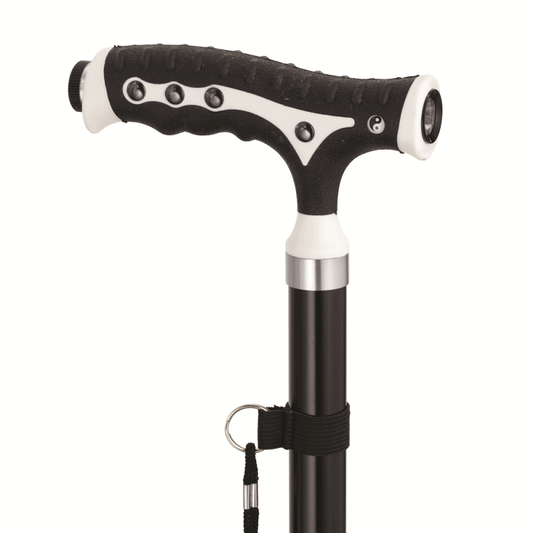 Aluminium T-Gehstock verstellbar mit LED & Standfuß