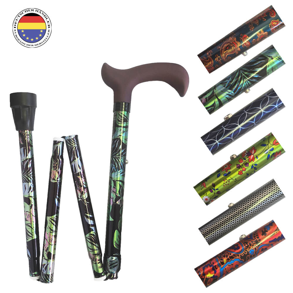 Faltstock Design, faltbar, höhenverstellbar, 110 kg in stilvollen Mustern