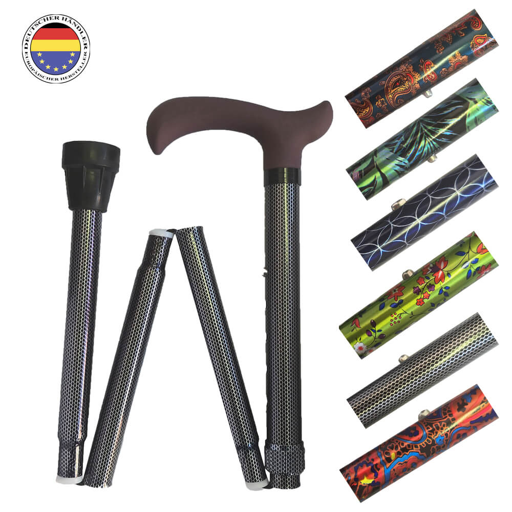 Faltstock Design, faltbar, höhenverstellbar, 110 kg in stilvollen Mustern