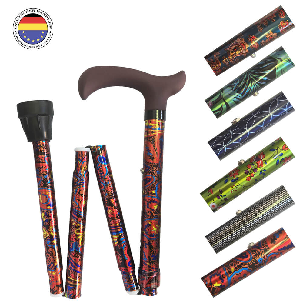 Faltstock Design, faltbar, höhenverstellbar, 110 kg in stilvollen Mustern