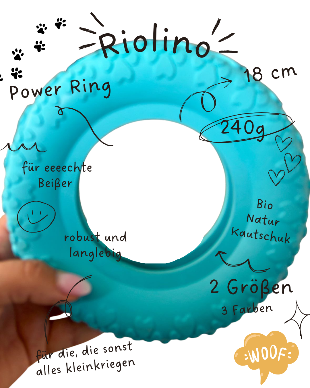 Riolino Robuster Hundespielzeug-Kauring für starke Kauer