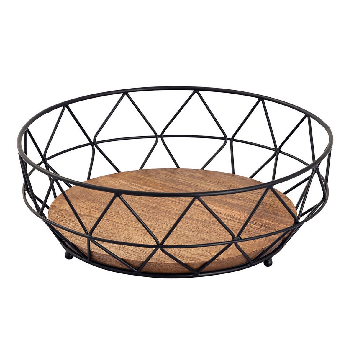 Obstschale - Metall Brotkorb - rund ø 28 cm H 10 cm - Obstkorb Metall schwarz