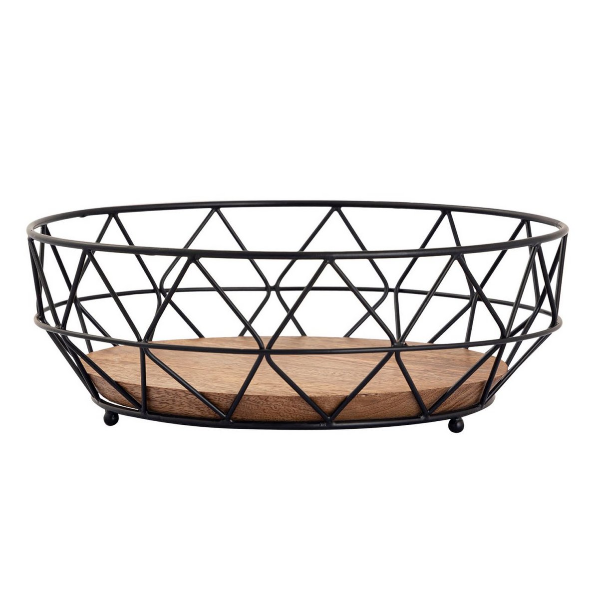 Obstschale - Metall Brotkorb - rund ø 28 cm H 10 cm - Obstkorb Metall schwarz