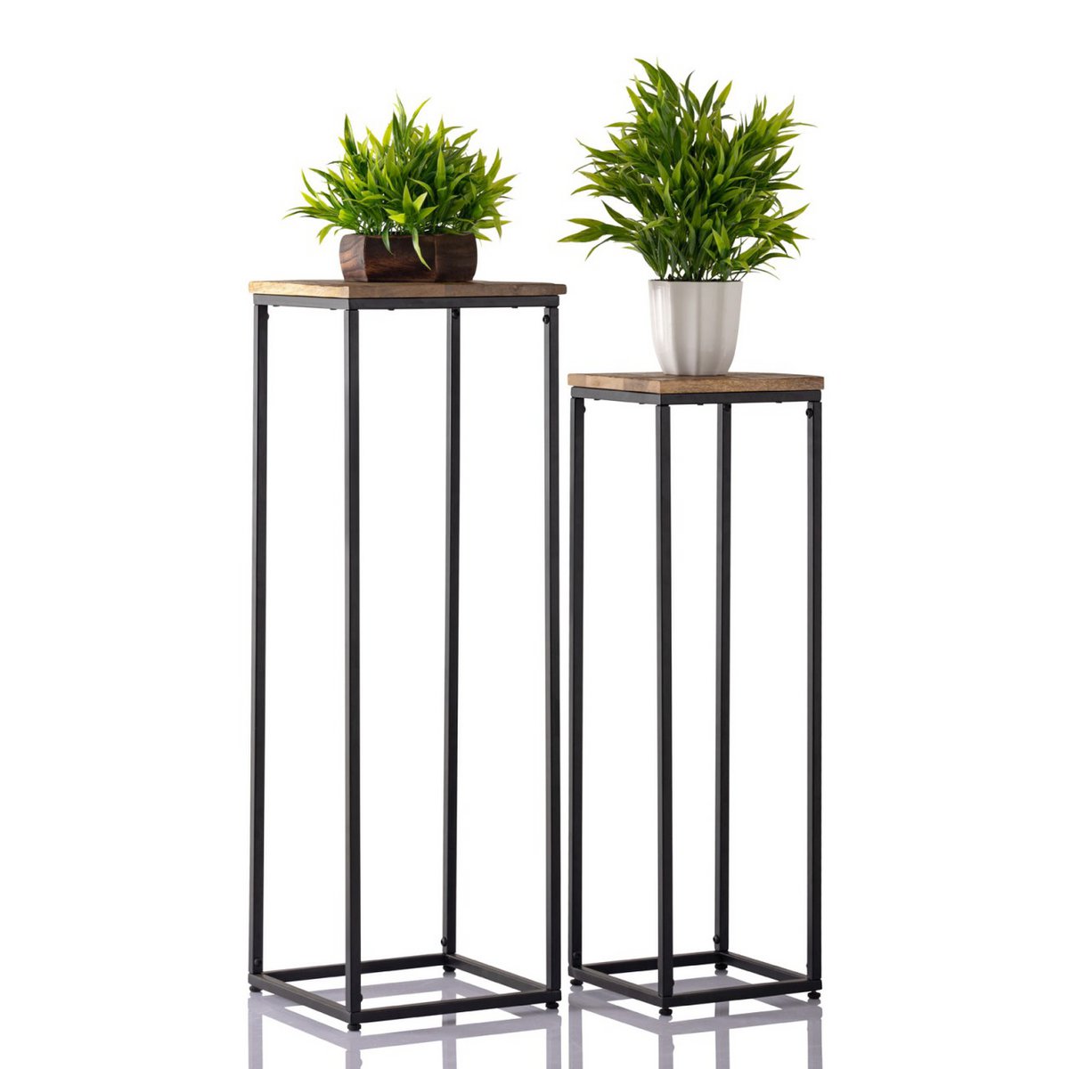 Blumensäulen Set - 25 x 20 x 78 u. 67 cm - Blumen Hocker Pflanzenständer quadratisch