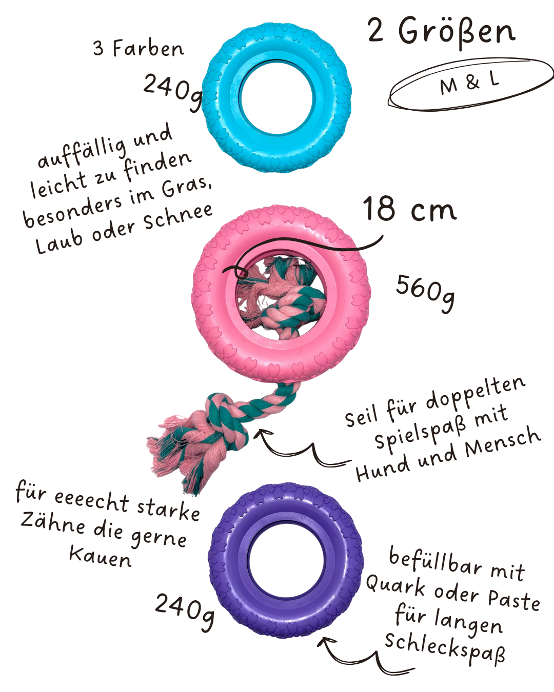 Riolino Robuster Hundespielzeug-Kauring für starke Kauer Velvet