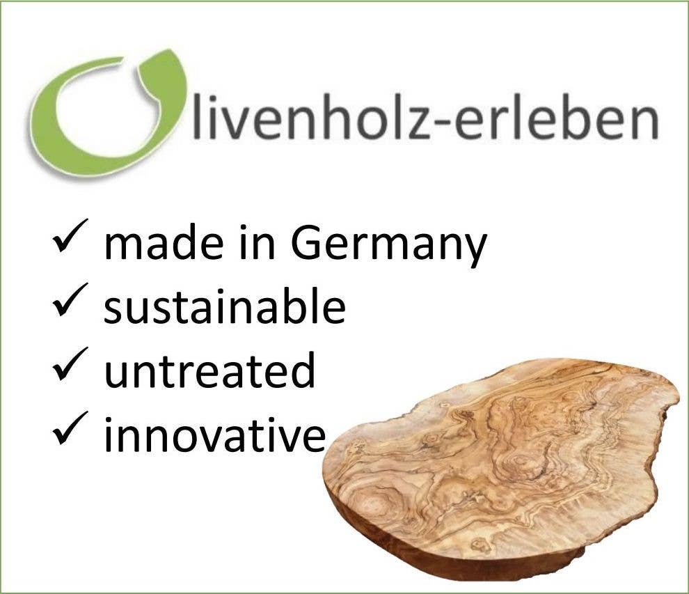 Olivenholz Salatbesteck mit Bastband verbunden 30cm
