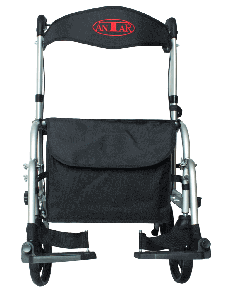 Transportrollator mit Sitz & Fußstützen Aluminium faltbar – AT51005