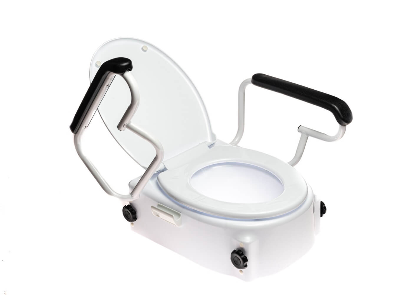 Toilettensitzerhöhung höhenverstellbar mit Armlehnen & Deckel – AT51204