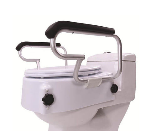 Toilettensitzerhöhung höhenverstellbar mit Armlehnen & Deckel – AT51204