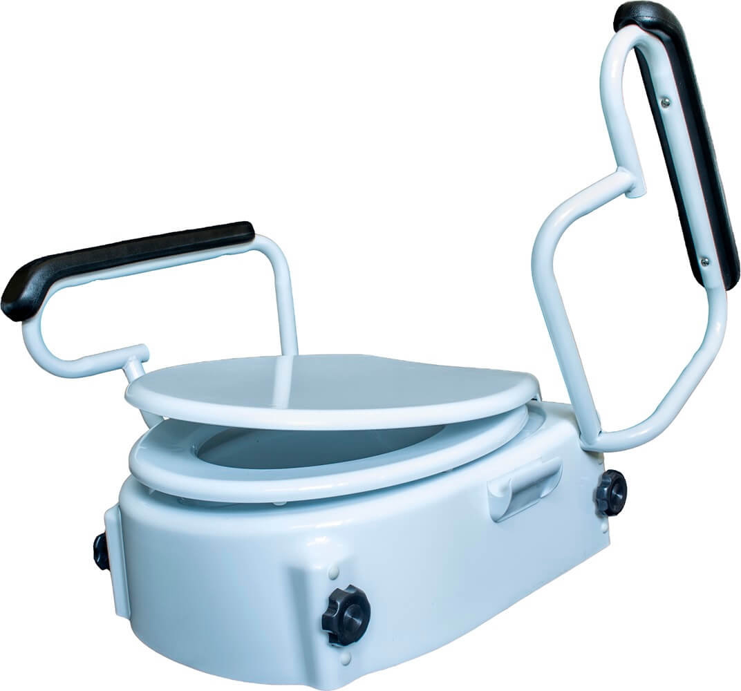 Toilettensitzerhöhung höhenverstellbar mit Armlehnen & Deckel – AT51204