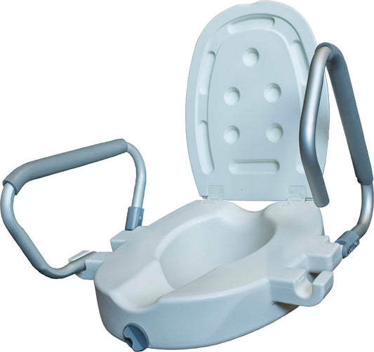 Toilettensitzerhöhung 10 cm mit Deckel & Armlehnen stabil – AT51205