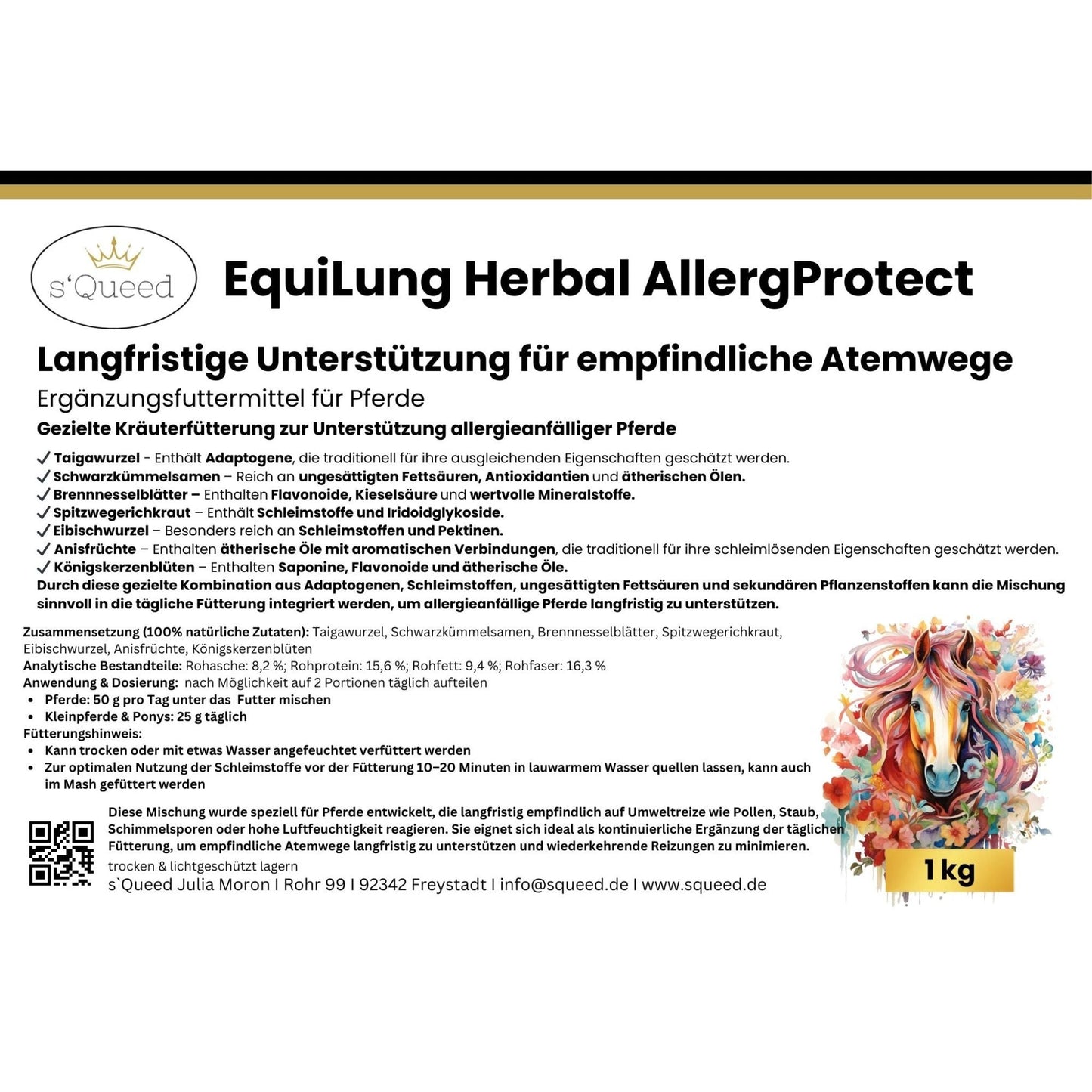 EquiLung Herbal AllergProtect Hustenkräuter für Pferde zur Langzeitfütterung