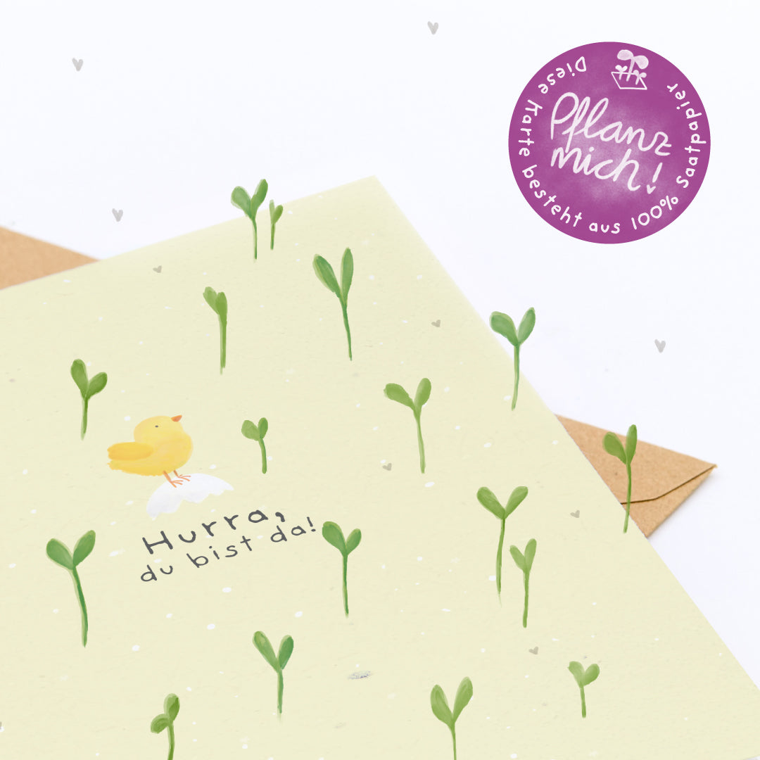 Grußkarte - Hurra, du bist da!