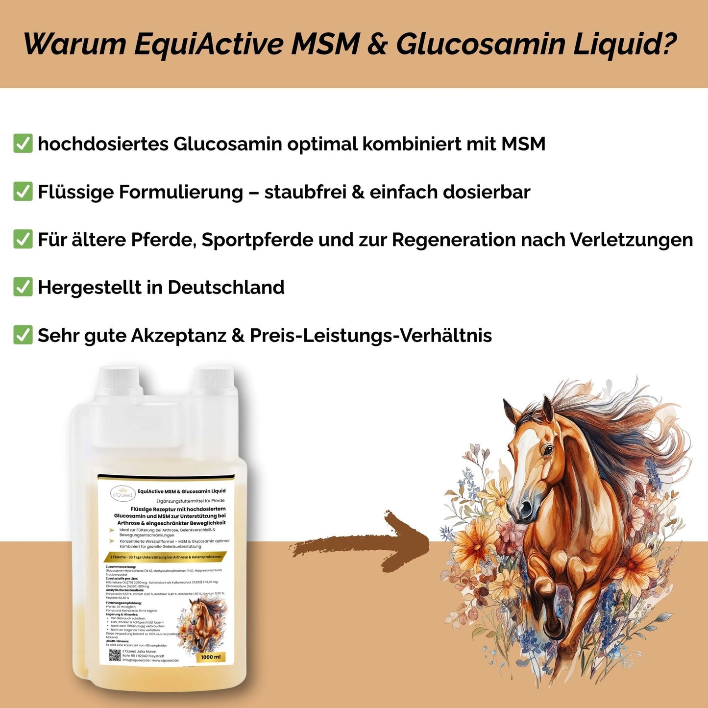 EquiActive MSM & Glucosamin Pferd Liquid 1000ml