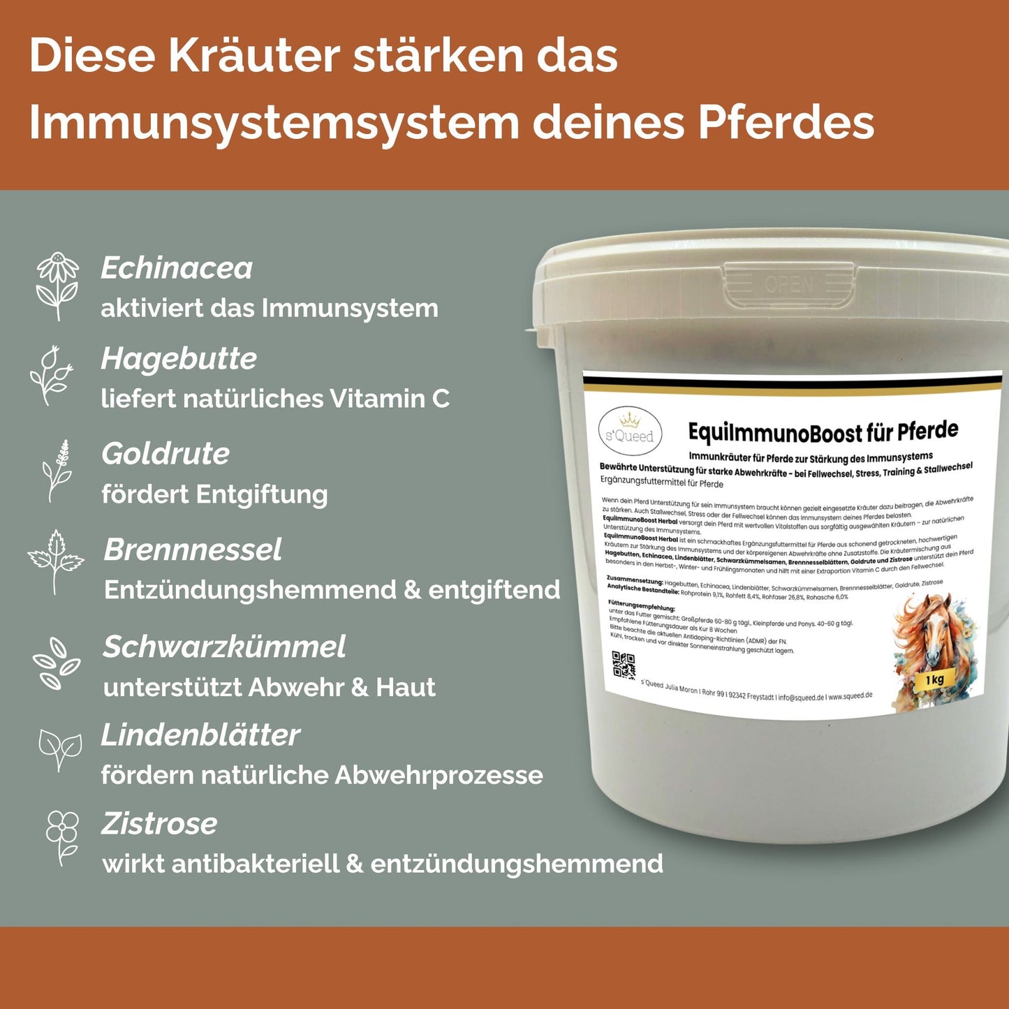 EquiImmunoBoost Herbal – Immunkräuter für Pferde zur Stärkung des Immunsystems