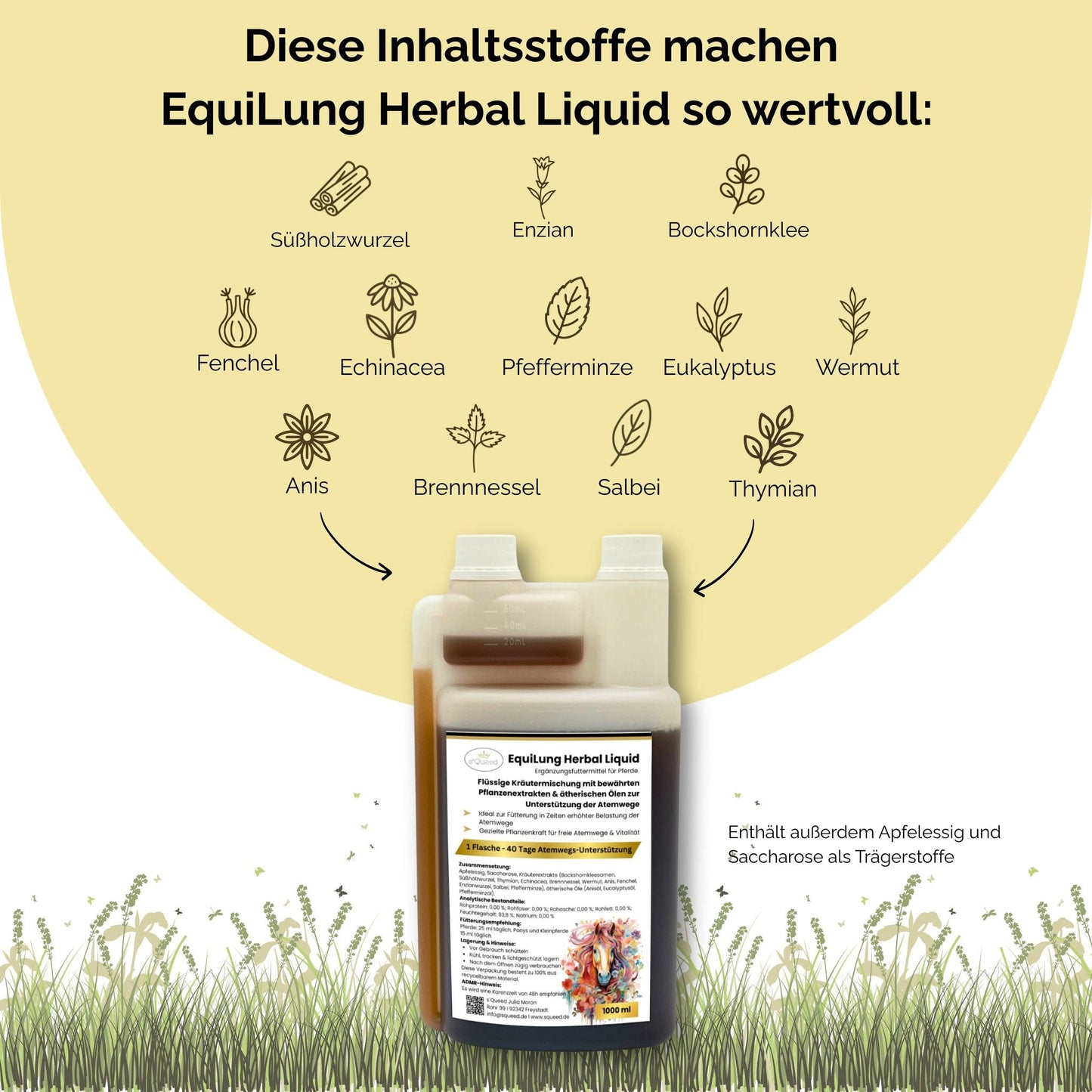 Vorteils-Packet 3 Flaschen EquiLung Herbal Liquid – Hustensaft für Pferde