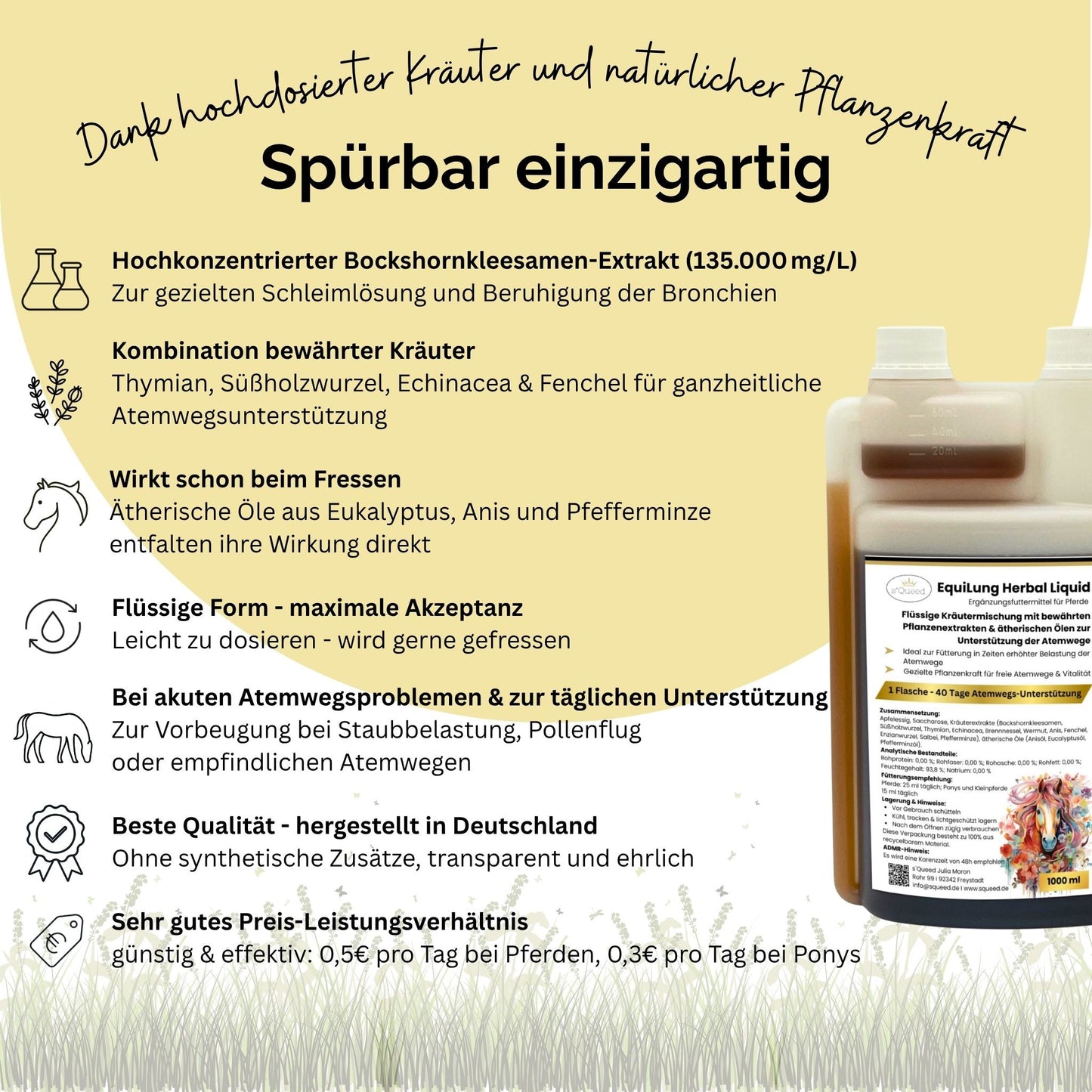 Vorteils-Packet 3 Flaschen EquiLung Herbal Liquid – Hustensaft für Pferde